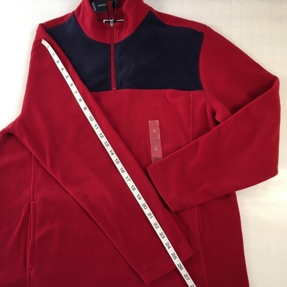 Club Room Men's Red Stretch 1/4-Zip Fleece Sweatshirt Size Large - Picture 8 of 12